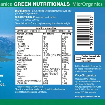 Mountain Organic Spirulina Green Nutritionals